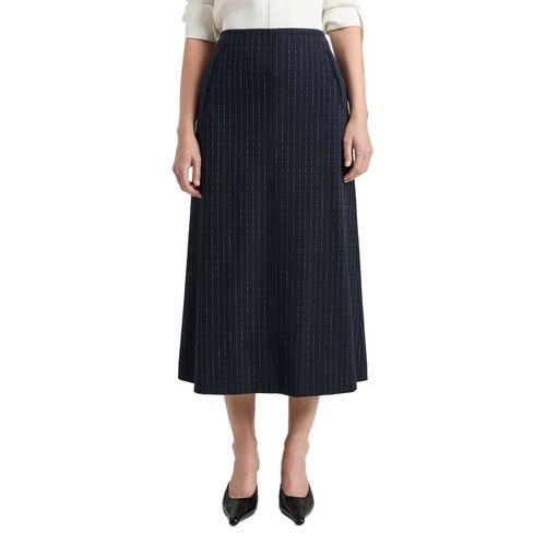 Veronika Maine Navy Pinstripe A Line Skirt